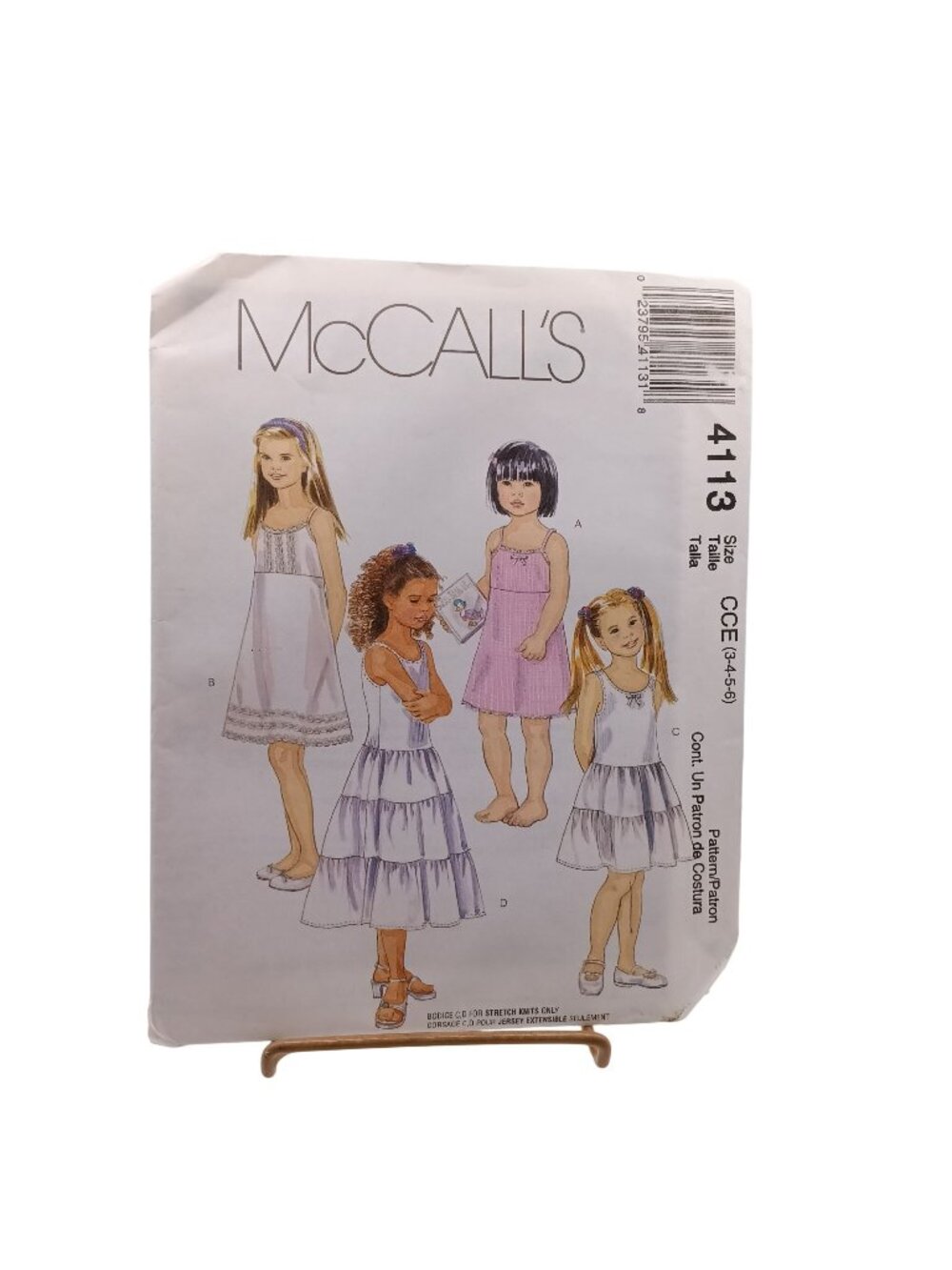 UNCUT McCalls Girls Dress & Slip Sewing Pattern 4113 CCE Sizes 3-4-5-6 Vintage